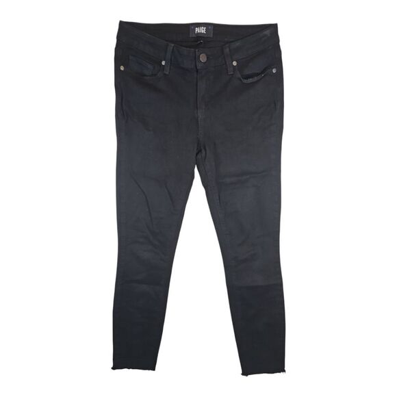 Paige Jeans Solid Black Verdugo Ankle Frayed Hem Size 29 - Picture 1 of 8